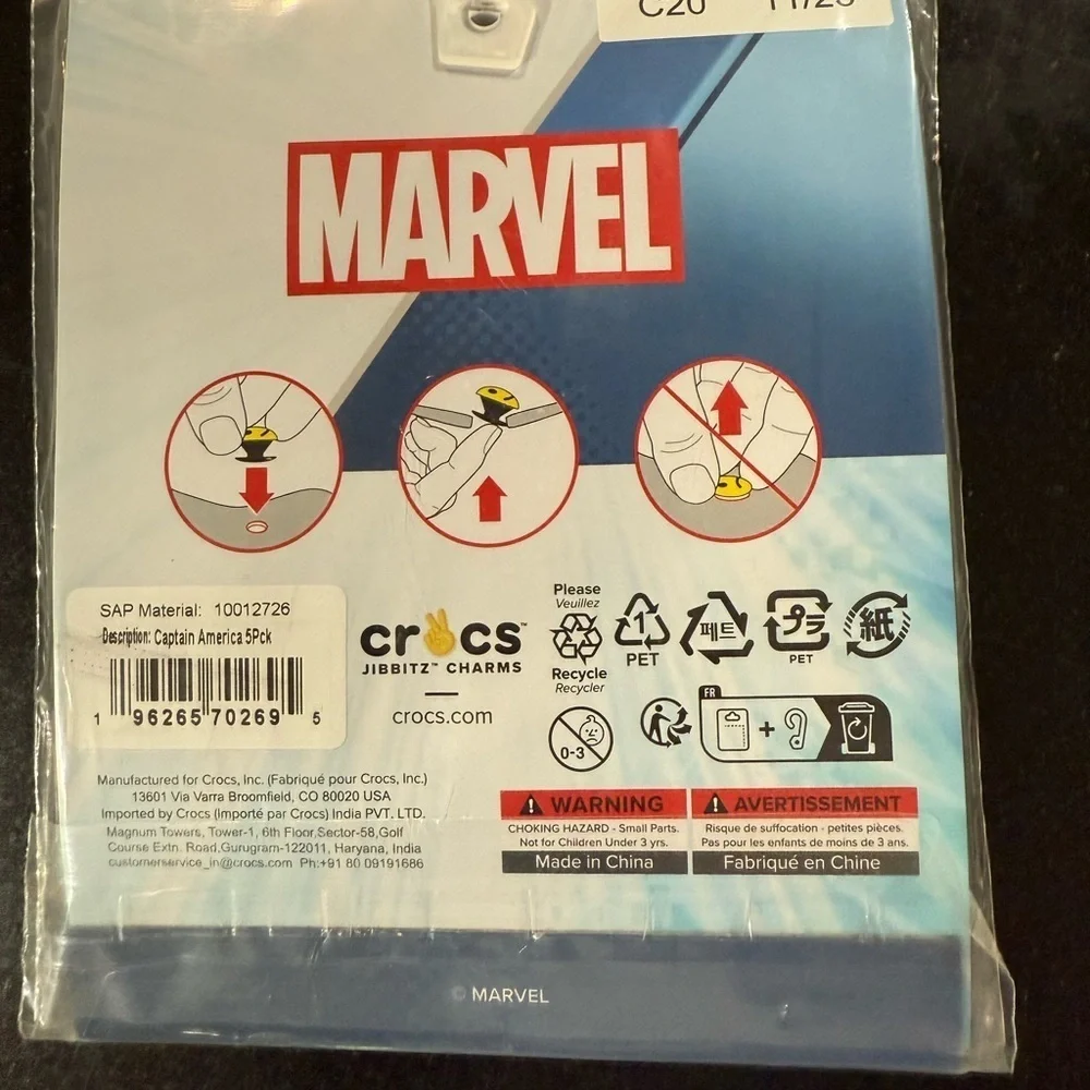 CROCS Marvel Captain America Jibbitz Charms - Blue and Red
